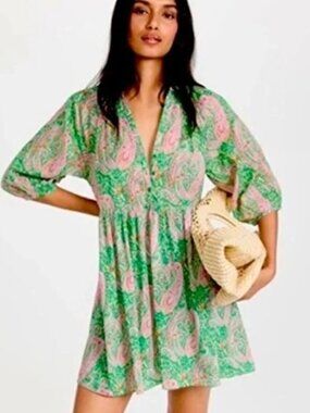 BA&sh Cotton Paisley Mini Dress
